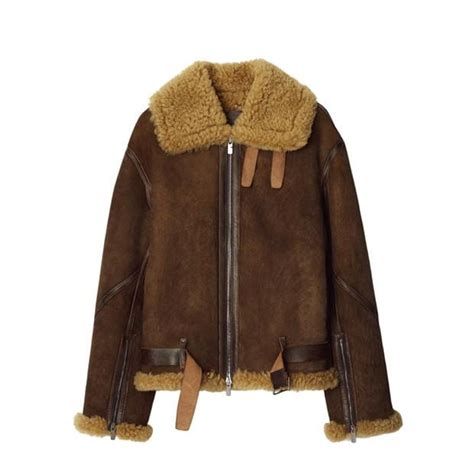 schwarze fliegerjacke burberry|Shearling Aviator Jacket in Moss .